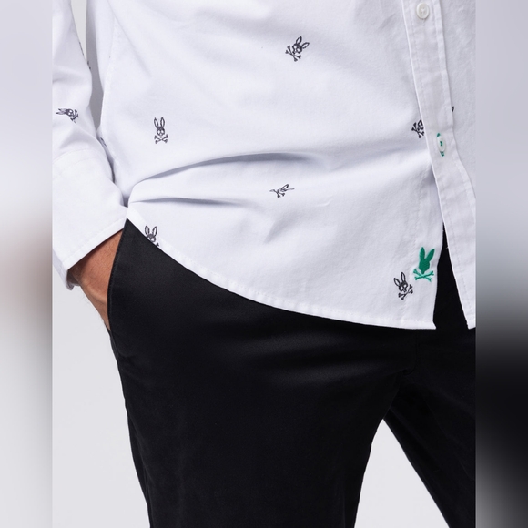 Psycho Bunny Seneca Oxford All Over Embroidered Long Sleeve Shirt - Picture 7 of 15